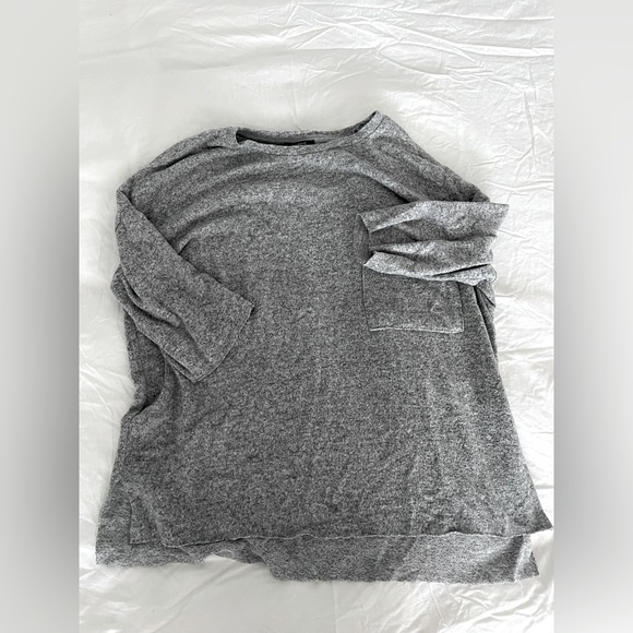 Heather Grey, Loose 3/4 Sleeve Sweater - Picture 1 of 4